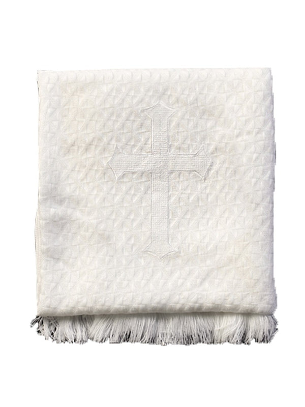 Lito Unisex Baby White Embroidered Cross Soft Christening Blanket 40"x 40" - SophiasStyle.com